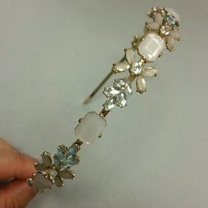 Pale Pink Milky Stones and Crystal Headband